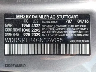 2016 Mercedes-Benz CLA with VIN WDDSJ4EB4GN376095, listed as a IAAI auction lot 42093059 with 116,821 mi miles. Bid and sale history available at carsss.com. Image 9.