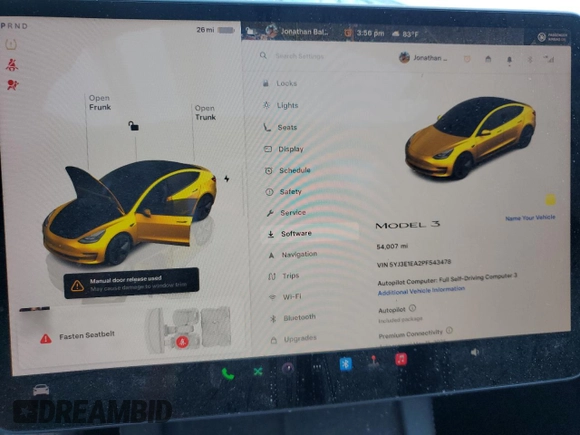 2023 Tesla Model 3 с VIN 5YJ3E1EA2PF543478, выставлен на аукционе Copart как лот 54788625 с пробегом 54 007 миль миль и Списание • Salvage title. История ставок и продаж доступна на DreamBid. Изображение 9.