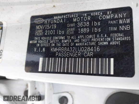 2020 Hyundai Venue SE z VIN KMHRB8A32LU028416, wystawiony jako IAAI lot #42497737 z przebiegiem 56 011 mil mil oraz . Historia ofert i sprzedaży dostępna na DreamBid. Obrazek 9.