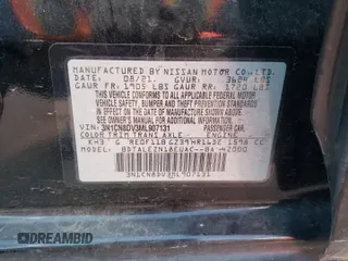 2021 Nissan Versa S with VIN 3N1CN8DV3ML907131, listed as a Copart auction lot 48687055 with 28,266 mi miles and Salvage Title. Bid and sale history available at carsss.com. Image 12.