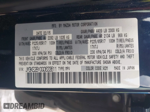 2016 Mazda CX-5 Sport z VIN JM3KE2BY0G0633611, wystawiony jako IAAI lot #42390654 z przebiegiem Nie podano mil oraz . Historia ofert i sprzedaży dostępna na DreamBid. Obrazek 9.