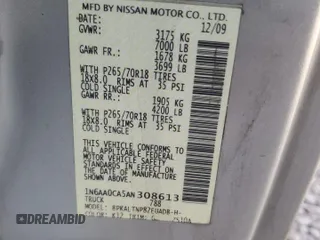 2010 Nissan Titan SE with VIN 1N6AA0CA5AN308613, listed as a Copart auction lot 82812894 with 98,887 mi miles and Salvage Title. Bid and sale history available at carsss.com. Image 12.