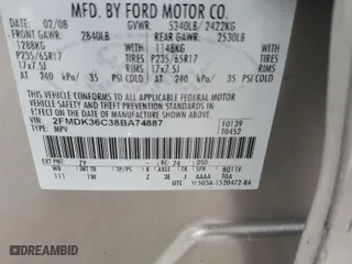 2008 Ford Edge SE with VIN 2FMDK36C38BA74887, listed as a Copart auction lot 52731475 with 173,932 mi miles and Salvage Title. Bid and sale history available at carsss.com. Image 13.