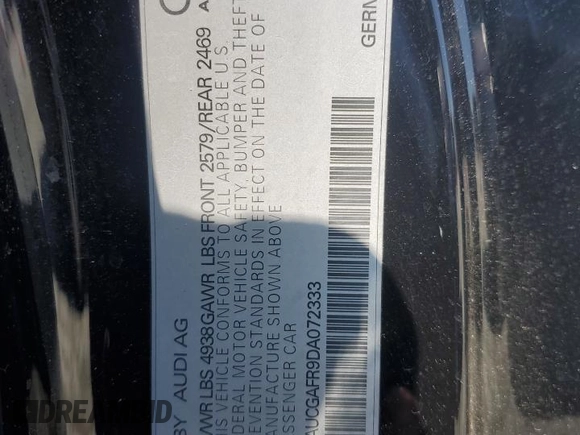 2013 Audi S5 Premium Plus z VIN WAUCGAFR9DA072333, wystawiony jako Copart lot #52489985 z przebiegiem 104 663 mil mil oraz Szkody całkowita. Historia ofert i sprzedaży dostępna na DreamBid. Obrazek 13.