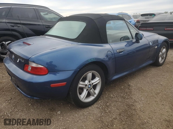 2000 BMW Z3 2.5L with VIN WBACH9348YLM92485, listed as a Copart auction lot 72951904 with 90,183 mi miles and Salvage Title. Bid and sale history available at carsss.com. Image 3.