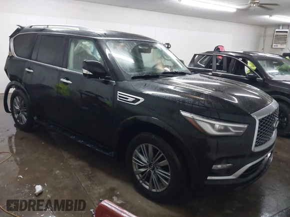 2021 Infiniti QX80 Luxe with VIN JN8AZ2AE7M9271868, listed as a IAAI auction lot 41220686 with 60,782 mi miles and . Bid and sale history available at DreamBid. Image 1.