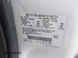 2004 Ford F-250 XL с VIN 1FTNF20L74EA69612, выставлен на аукционе IAAI как лот 41404679 с пробегом 171 118 миль миль и . История ставок и продаж доступна на DreamBid. Изображение 9.