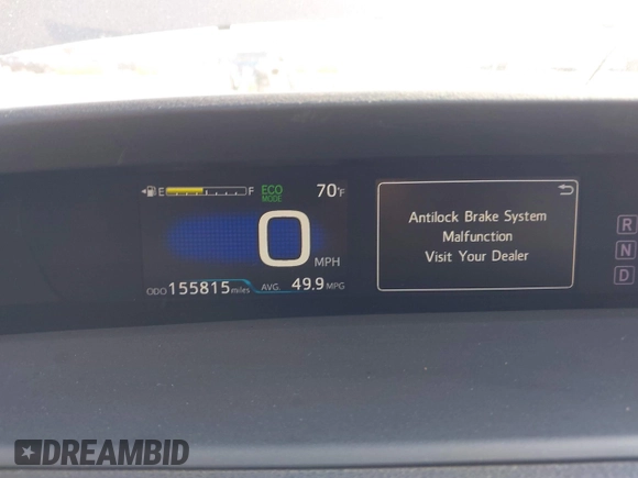 2016 Toyota Prius Two with VIN JTDKBRFU6G3011742, listed as a IAAI auction lot 41709916 with 155,815 mi miles. Bid and sale history available at carsss.com. Image 7.