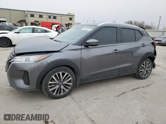 2021 Nissan Kicks SV with VIN 3N1CP5CV2ML495312, listed as a Copart auction lot 48202875 with 57,756 mi miles and Salvage Title. Bid and sale history available at carsss.com. Image 1.