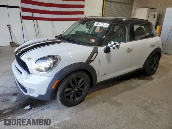 2013 MINI Countryman S ALL4 с VIN WMWZC5C59DWM15577, выставлен на аукционе Copart как лот 55117815 с пробегом 107 653 миль миль и Списание • Salvage title. История ставок и продаж доступна на DreamBid. Изображение 1.