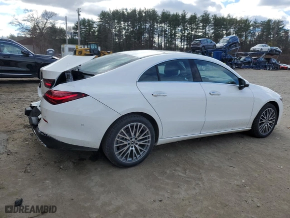 2025 Mercedes-Benz CLA with VIN W1K5J4HB9SN513274, listed as a Copart auction lot 80471904 with 1,354 mi miles and Clean Title. Bid and sale history available at carsss.com. Image 3.