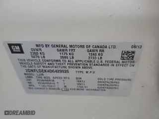 2013 Chevrolet Equinox LTZ with VIN 2GNFLGEK4D6429926, listed as a Copart auction lot 42283285 with 83,700 mi miles and Salvage Title. Bid and sale history available at carsss.com. Image 14.