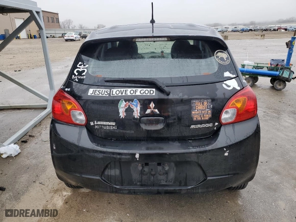 2015 Mitsubishi Mirage DE with VIN ML32A3HJXFH057761, listed as a Copart auction lot 86627084 with 142161 miles and Salvage Title. Bid and sale history available at carsss.com. Image 6.