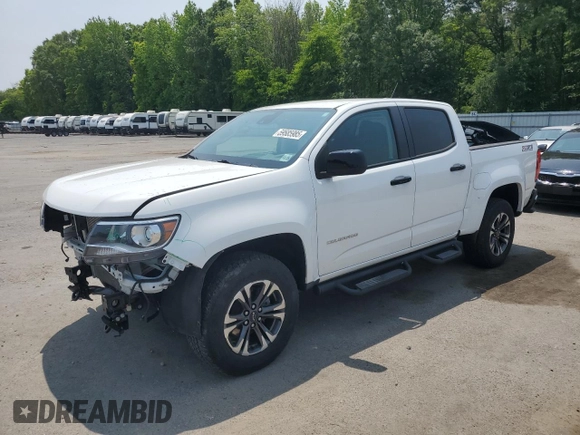 2021 Chevrolet Colorado 4WD Z71 with VIN 1GCGTDENXM1157360, listed as a Copart auction lot 59585985 with 53,156 mi miles and Salvage title. Bid and sale history available at DreamBid. Image 1.