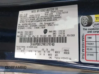2009 Ford Fusion SEL with VIN 3FAHP08129R179740, listed as a IAAI auction lot 42114444 with 93,290 mi miles. Bid and sale history available at carsss.com. Image 9.