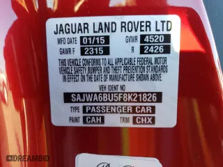 2015 Jaguar F-TYPE V6 S with VIN SAJWA6BU5F8K21826, listed as a Copart auction lot 40037563 with NaN miles. Bid and sale history available at carsss.com. Image 12.