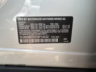 2015 BMW X5 xDrive35i with VIN 5UXKR0C57F0P14432, listed as a IAAI auction lot 42076389 with 119,109 mi miles. Bid and sale history available at carsss.com. Image 8.
