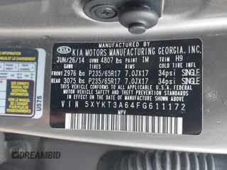 2015 Kia Sorento LX with VIN 5XYKT3A64FG611172, listed as a IAAI auction lot 42007348 with 120,426 mi miles. Bid and sale history available at carsss.com. Image 9.