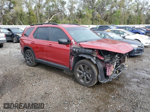 2023 Honda Pilot Sport with VIN 5FNYG2H31PB015143, listed as a Copart auction lot 47923925 with 28,279 mi miles and Salvage Title. Bid and sale history available at carsss.com. Image 4.