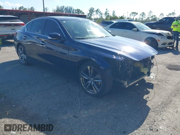 2021 Infiniti Q50 3.0t SENSORY with VIN JN1EV7CP9MM707723, listed as a IAAI auction lot 41834111 with 56,787 mi miles. Bid and sale history available at carsss.com. Image 1.