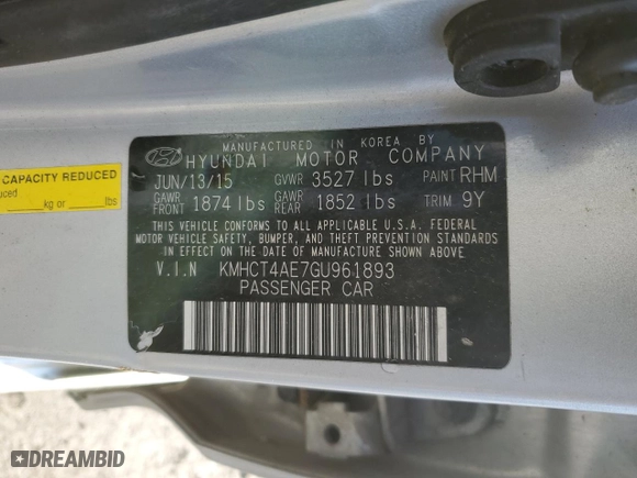 2016 Hyundai Accent SE with VIN KMHCT4AE7GU961893, listed as a Copart auction lot 47421825 with 151,078 mi miles and Salvage Title. Bid and sale history available at carsss.com. Image 12.