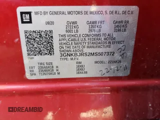 2021 Chevrolet Blazer LT z VIN 3GNKBJRS2MS507372, wystawiony jako Copart lot #45866645 z przebiegiem 62 212 mil mil oraz Szkoda całkowita • Salvage title. Historia ofert i sprzedaży dostępna na DreamBid. Obrazek 13.