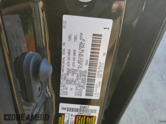 2022 Toyota Tundra Limited with VIN 5TFJA5AB4NX007482, listed as a Copart auction lot 42100255 with 37,069 mi miles and Salvage title. Bid and sale history available at DreamBid. Image 12.