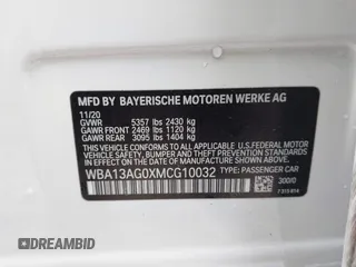 2021 BMW 5 Series 530e with VIN WBA13AG0XMCG10032, listed as a IAAI auction lot 41788724 with 29,693 mi miles and . Bid and sale history available at carsss.com. Image 9.