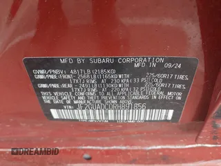 2024 Subaru Crosstrek Premium with VIN JF2GUADC0RH891856, listed as a IAAI auction lot 42385366 with 3,651 mi miles and . Bid and sale history available at DreamBid. Image 9.