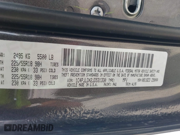 2018 Jeep Cherokee Limited с VIN 1C4PJLDX2JD531330, выставлен на аукционе IAAI как лот 42585133 с пробегом 86 590 миль миль и . История ставок и продаж доступна на DreamBid. Изображение 9.