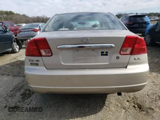 2002 Honda Civic LX with VIN 1HGES15572L028438, listed as a Copart auction lot 44297625 with 241,185 mi miles and Salvage Title. Bid and sale history available at DreamBid. Image 6.