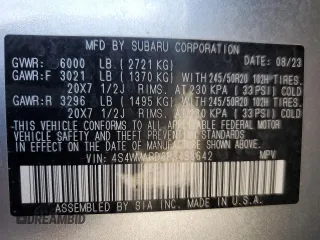 2023 Subaru Ascent Limited z VIN 4S4WMARD6P3458642, wystawiony jako Copart lot #73321304 z przebiegiem 11 253 mil mil oraz Szkoda całkowita • Salvage title. Historia ofert i sprzedaży dostępna na DreamBid. Obrazek 13.