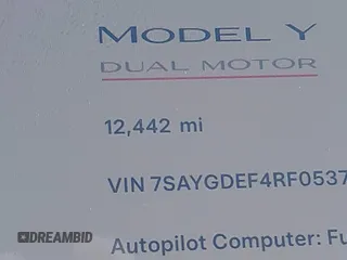 2024 Tesla Model Y Performance with VIN 7SAYGDEF4RF053711, listed as a IAAI auction lot 41836931 with 12,442 mi miles and . Bid and sale history available at DreamBid. Image 15.