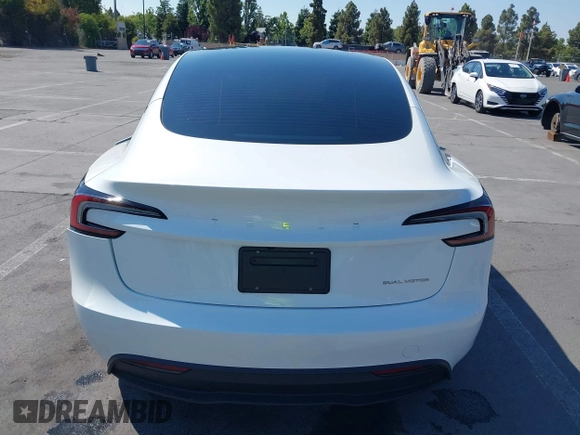 2025 Tesla Model 3 Long Range with VIN 5YJ3E1EB3SF914858, listed as a IAAI auction lot 42719707 with 5,849 mi miles and . Bid and sale history available at DreamBid. Image 17.