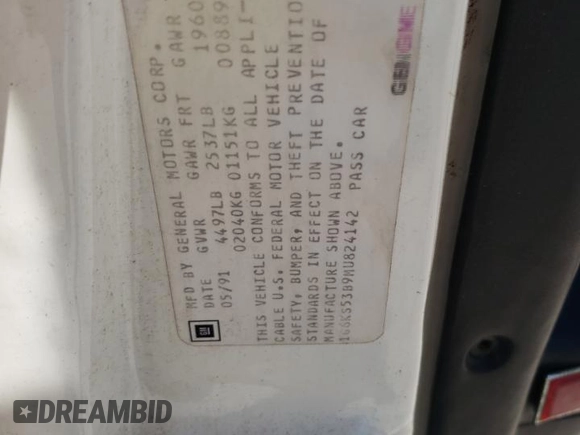 1991 Cadillac Seville z VIN 1G6KS53B9MU824142, wystawiony jako Copart lot #74276264 z przebiegiem 103 517 mil mil oraz Szkody całkowita. Historia ofert i sprzedaży dostępna na DreamBid. Obrazek 12.