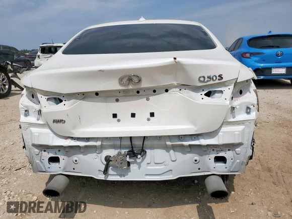 2020 Infiniti Q50 Red Sport 400 with VIN JN1FV7AR1LM660114, listed as a Copart auction lot 55658965 with 28,318 mi miles and Salvage title. Bid and sale history available at DreamBid. Image 6.