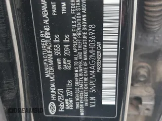 2021 Hyundai Elantra SEL z VIN 5NPLM4AG2MH036978, wystawiony jako Copart lot #49224095 z przebiegiem 65 220 mil mil oraz Szkoda całkowita • Salvage title. Historia ofert i sprzedaży dostępna na DreamBid. Obrazek 14.
