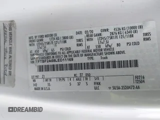 2020 Ford F-250 XL z VIN 1FTBF2A68LED11169, wystawiony jako IAAI lot #41415527 z przebiegiem 68 232 mil mil oraz . Historia ofert i sprzedaży dostępna na DreamBid. Obrazek 9.