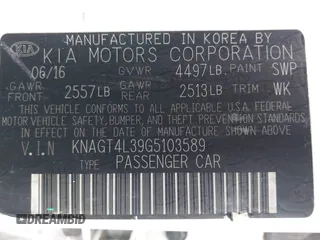2016 Kia Optima LX with VIN KNAGT4L39G5103589, listed as a IAAI auction lot 41586470 with 104,351 mi miles and . Bid and sale history available at carsss.com. Image 9.