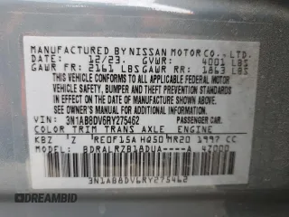 2024 Nissan Sentra SR with VIN 3N1AB8DV6RY275462, listed as a Copart auction lot 45205565 with 13,851 mi miles and Salvage Title. Bid and sale history available at carsss.com. Image 12.