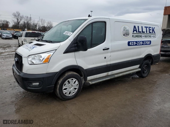 2021 Ford Transit Cargo Van with VIN 1FTBR1Y84MKA43992, listed as a Copart auction lot 54079785 with 66,124 mi miles and Salvage Title. Bid and sale history available at carsss.com. Image 1.