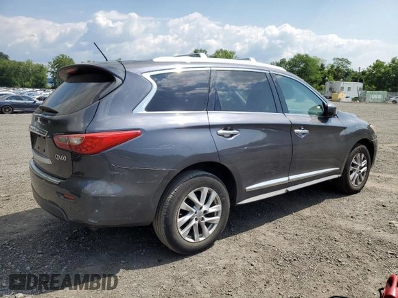 2014 Infiniti QX60 with VIN 5N1AL0MM8EC530162, listed as a Copart auction lot 64477165 with 106,642 mi miles and Salvage title. Bid and sale history available at DreamBid. Image 3.