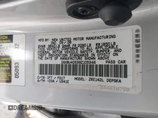 2009 Toyota Corolla with VIN 1NXBU40E99Z105346, listed as a IAAI auction lot 42062757 with 130,968 mi miles. Bid and sale history available at carsss.com. Image 9.