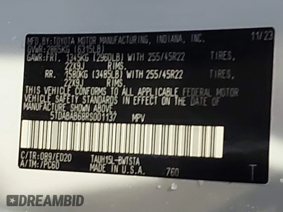 2024 Lexus TX 500h F Sport Premium with VIN 5TDABAB68RS001137, listed as a IAAI auction lot 41048726 with 17,911 mi miles and . Bid and sale history available at DreamBid. Image 9.
