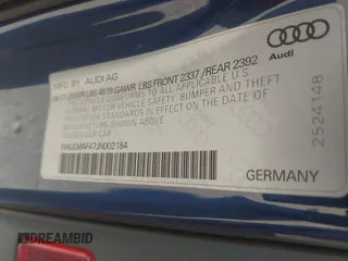 2018 Audi A4 Premium Plus with VIN WAULMAF47JN002184, listed as a IAAI auction lot 40038594 with 164,561 mi miles. Bid and sale history available at carsss.com. Image 9.