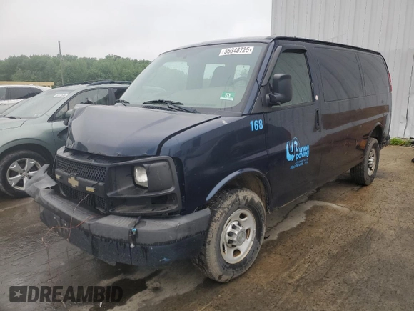 2013 Chevrolet Express Cargo with VIN 1GCWGFCA3D1125104, listed as a Copart auction lot 56348725 with Not provided miles and Salvage title. Bid and sale history available at DreamBid. Image 1.