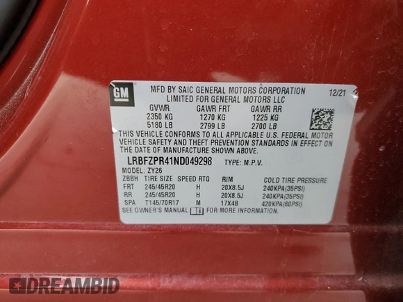 2022 Buick Envision Essence with VIN LRBFZPR41ND049298, listed as a Copart auction lot 84273634 with 76,252 mi miles and Salvage Title. Bid and sale history available at carsss.com. Image 14.
