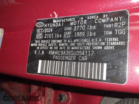 2025 Hyundai Venue SEL с VIN KMHRC8A36SU354117, выставлен на аукционе IAAI как лот 42459995 с пробегом 8 278 миль миль и . История ставок и продаж доступна на DreamBid. Изображение 9.