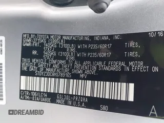2017 Toyota Sienna XLE Auto Access Seat with VIN 5TDYZ3DC8HS789165, listed as a IAAI auction lot 41290603 with 57,682 mi miles and . Bid and sale history available at DreamBid. Image 9.