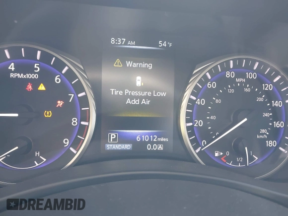 2014 Infiniti Q50 Sport with VIN JN1BV7AR2EM705059, listed as a IAAI auction lot 42019066 with 61,012 mi miles and . Bid and sale history available at carsss.com. Image 7.